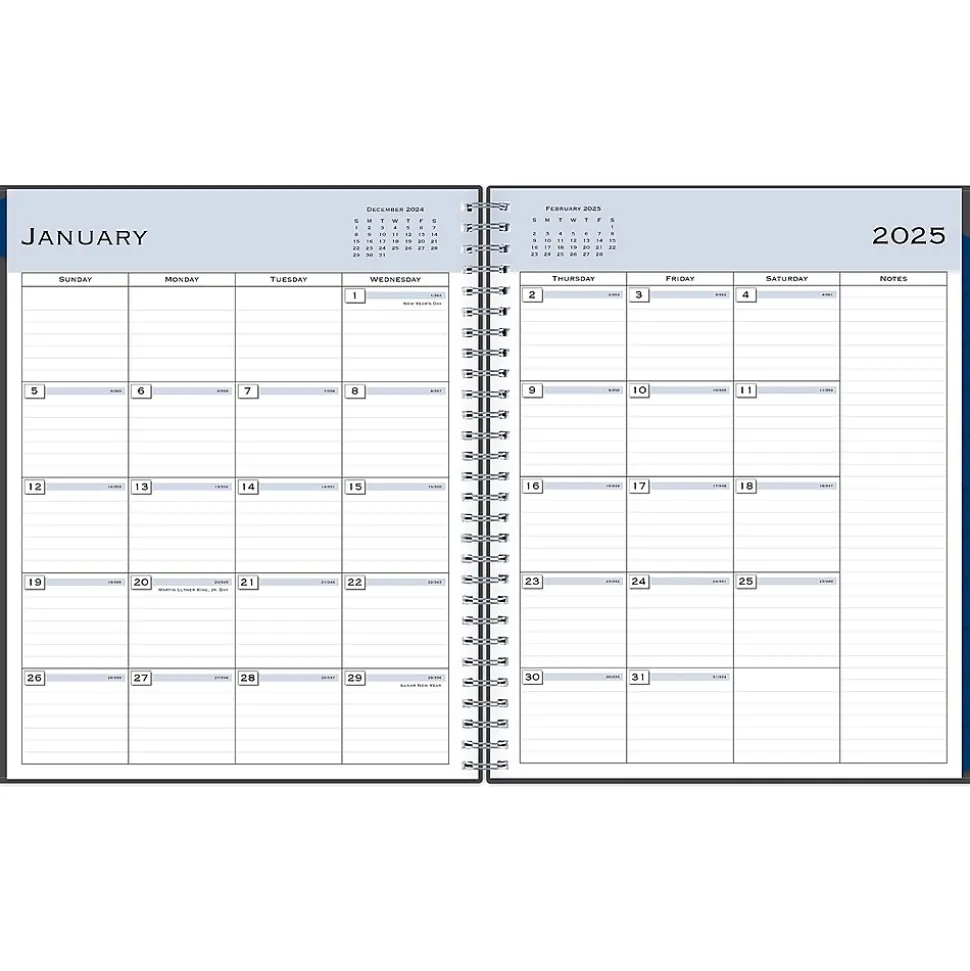 2025 Blue Sky 8" x 10" Monthly Planner, Plastic Cover, Charcoal Gray (100011-25)