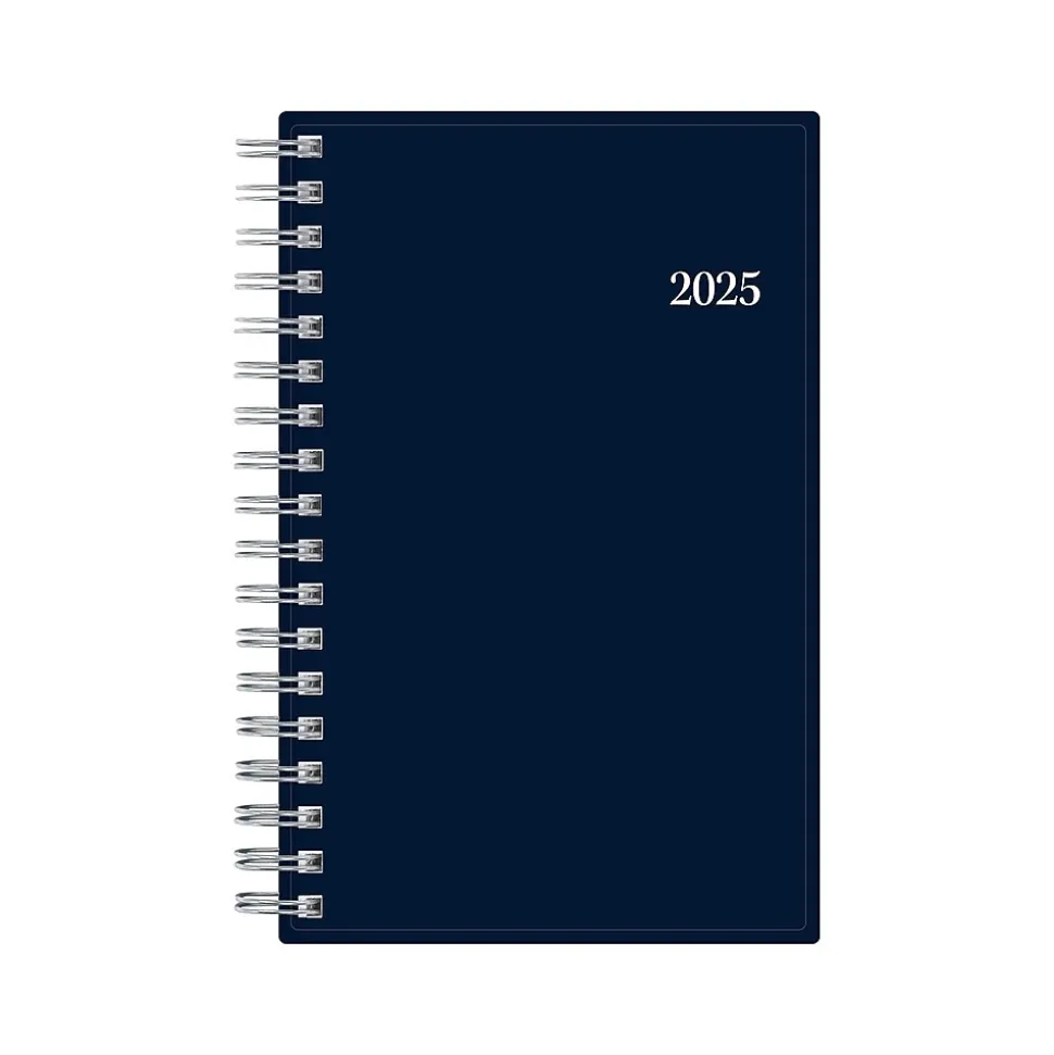 2025 Blue Sky 3.63" x 6.13" Weekly & Monthly Planner, Plastic Cover, Navy Blue (148395)