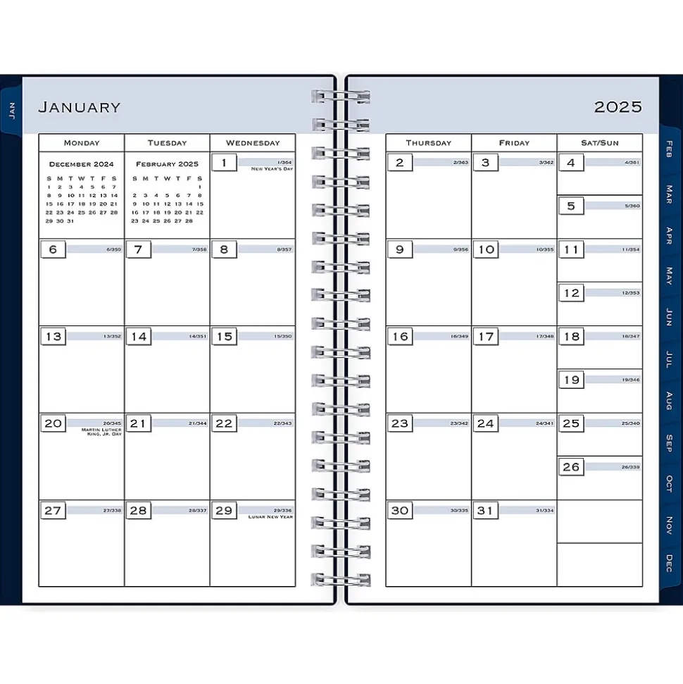 2025 Blue Sky 3.63" x 6.13" Weekly & Monthly Planner, Plastic Cover, Navy Blue (148395)