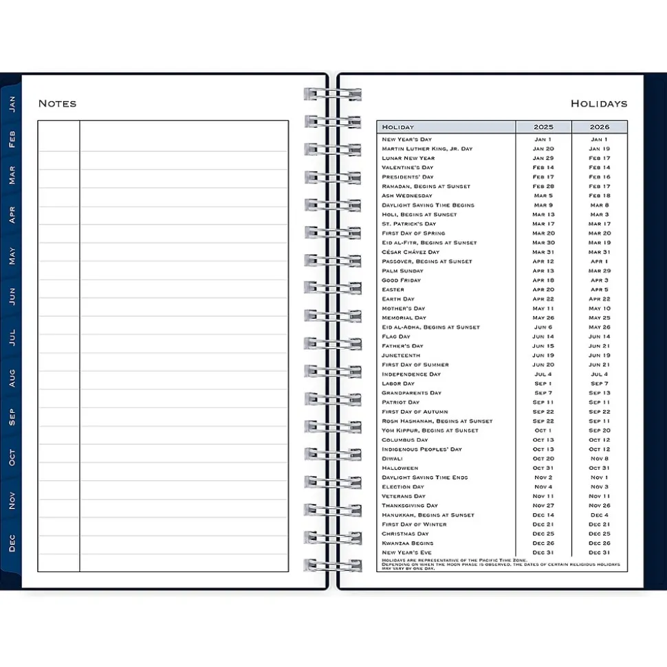 2025 Blue Sky 3.63" x 6.13" Weekly & Monthly Planner, Plastic Cover, Navy Blue (148395)