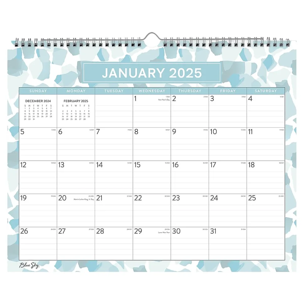 2025 Blue Sky Amitza Blue 15" x 12" Monthly Wall Calendar, Blue/White (148772-25)