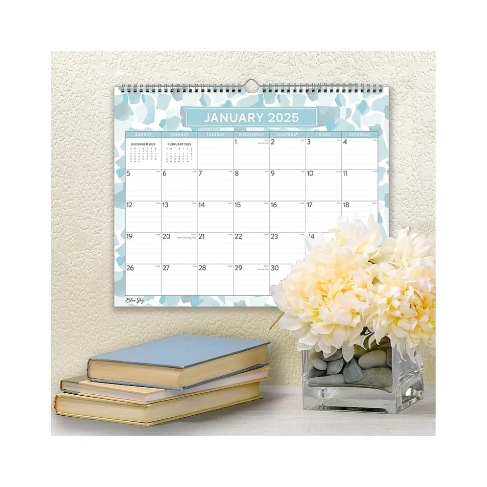 2025 Blue Sky Amitza Blue 15" x 12" Monthly Wall Calendar, Blue/White (148772-25)