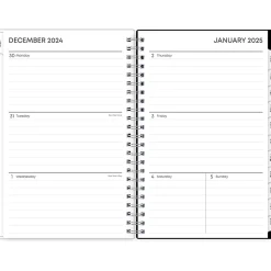 2025 Blue Sky Analeis 5" x 8" Weekly & Monthly Planner, Plastic Cover, White/Black (100003-25)