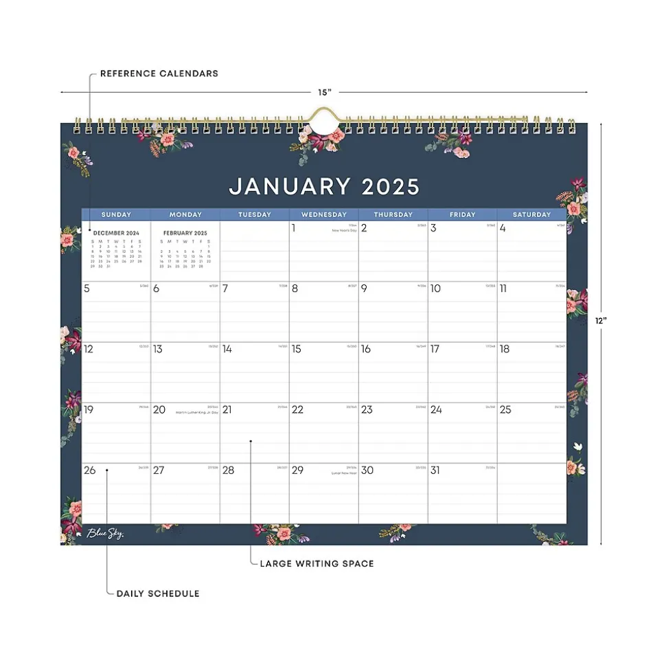 2025 Blue Sky Ashlyn 15" x 12" Monthly Wall Calendar (148617-25)