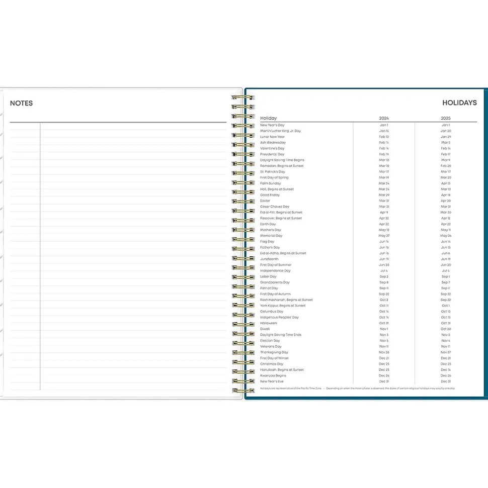 2024-2025 Blue Sky Bakah Blue 8.5" x 11" Academic Weekly & Monthly Planner, Plastic Cover, Blue/White (131951-A25)