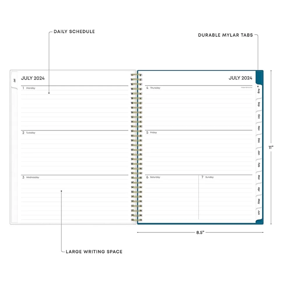 2024-2025 Blue Sky Bakah Blue 8.5" x 11" Academic Weekly & Monthly Planner, Plastic Cover, Blue/White (131951-A25)