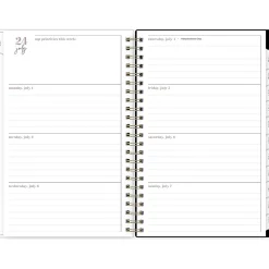 2024-2025 Blue Sky Belinda Selene Nyla 5" x 8" Academic Weekly & Monthly Planner, White/Black (149822)