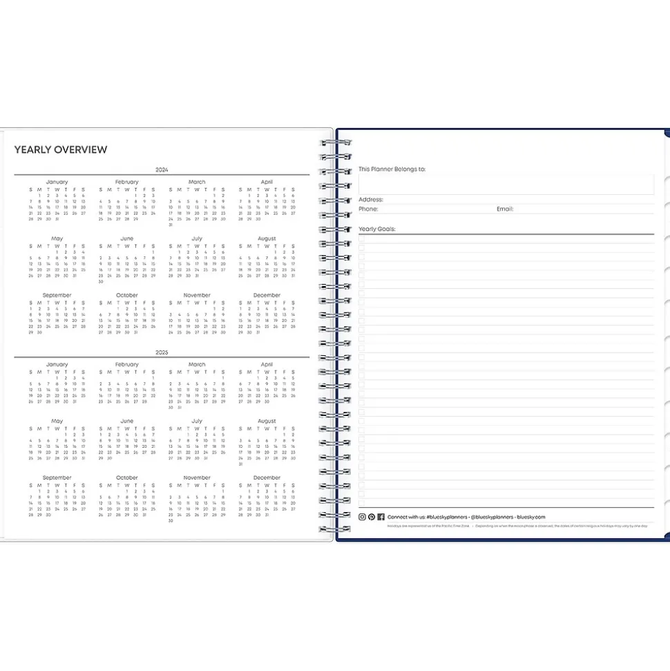 2024-2025 Blue Sky Chanson 8" x 10" Academic Monthly Planner, Plastic Cover, Blue (128693-A25)