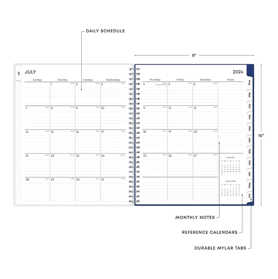 2024-2025 Blue Sky Chanson 8" x 10" Academic Monthly Planner, Plastic Cover, Blue (128693-A25)