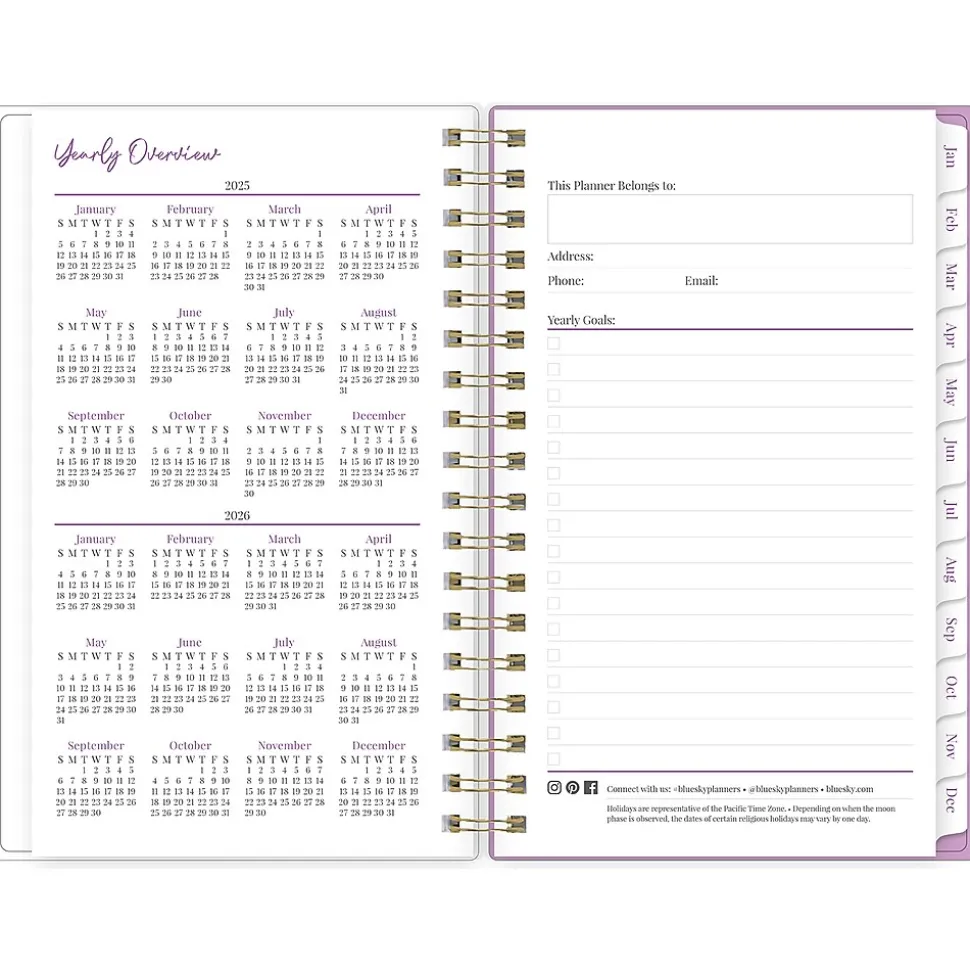 2025 Blue Sky Citrus Sunrise 3.63" x 6.13" Weekly & Monthly Planner, Plastic Cover, Multicolor (148028)