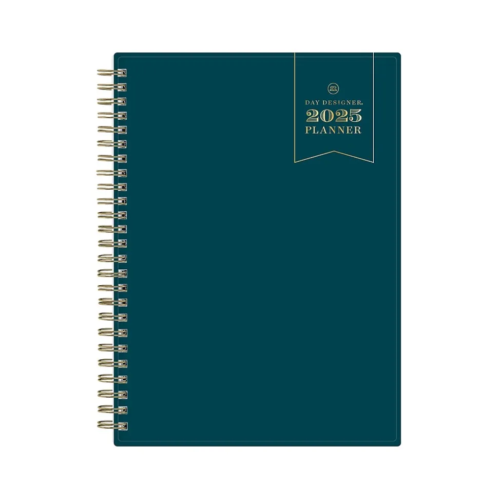 2025 Blue Sky Day Designer 5.88" x 8.63" Weekly & Monthly Planner, Plastic Cover, Peacock Blue (152221)