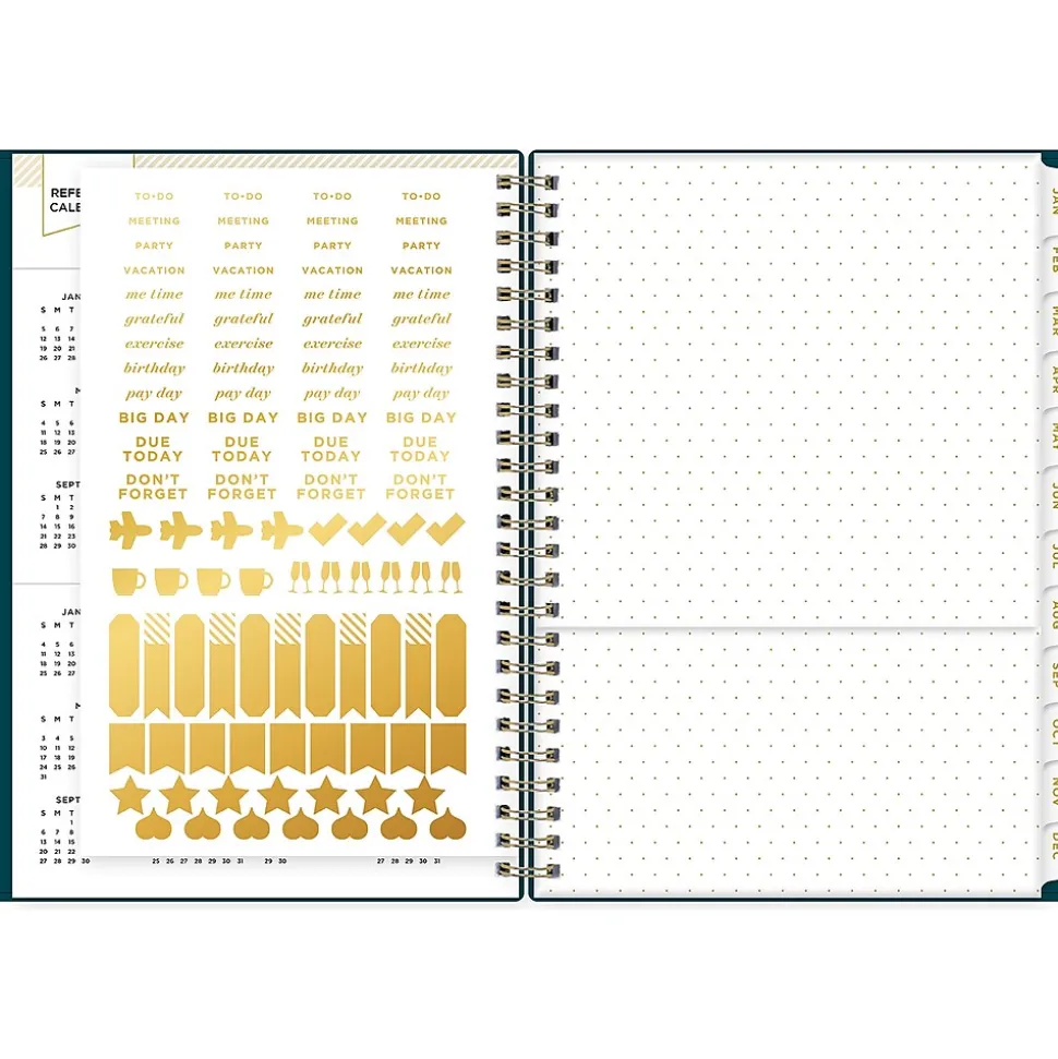 2025 Blue Sky Day Designer 5.88" x 8.63" Weekly & Monthly Planner, Plastic Cover, Peacock Blue (152221)