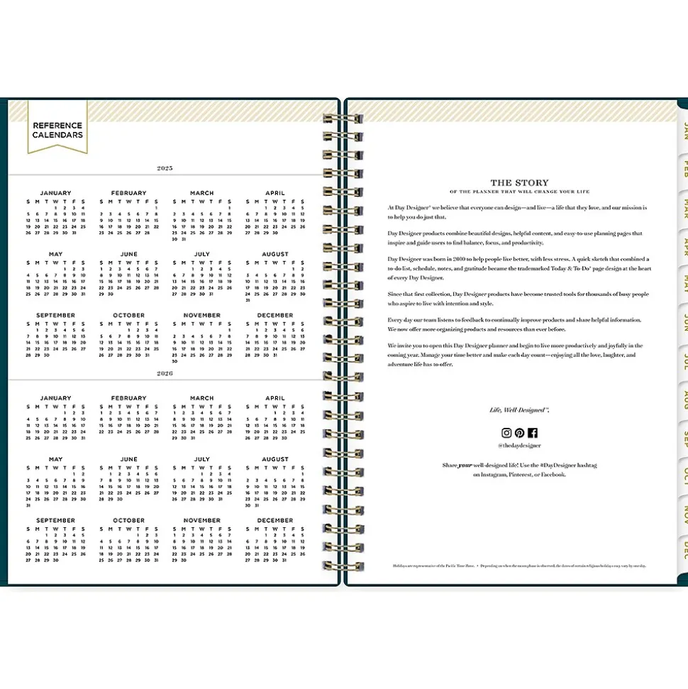 2025 Blue Sky Day Designer 5.88" x 8.63" Weekly & Monthly Planner, Plastic Cover, Peacock Blue (152221)