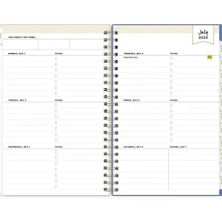 2024-2025 Blue Sky Day Designer Annabel 5" x 8" Academic Weekly & Monthly Planner, Plastic Cover, Blue/White (144869)
