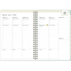 2024-2025 Blue Sky Day Designer Flower Field Mint 5.88" x 8.6" Academic Weekly & Monthly Planner, Plastic Cover, Multicolor