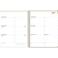 2025 Blue Sky Day Designer Gold Spotty 8.5" x 11" Weekly Planner, Plastic Cover, Gold/White (148132)