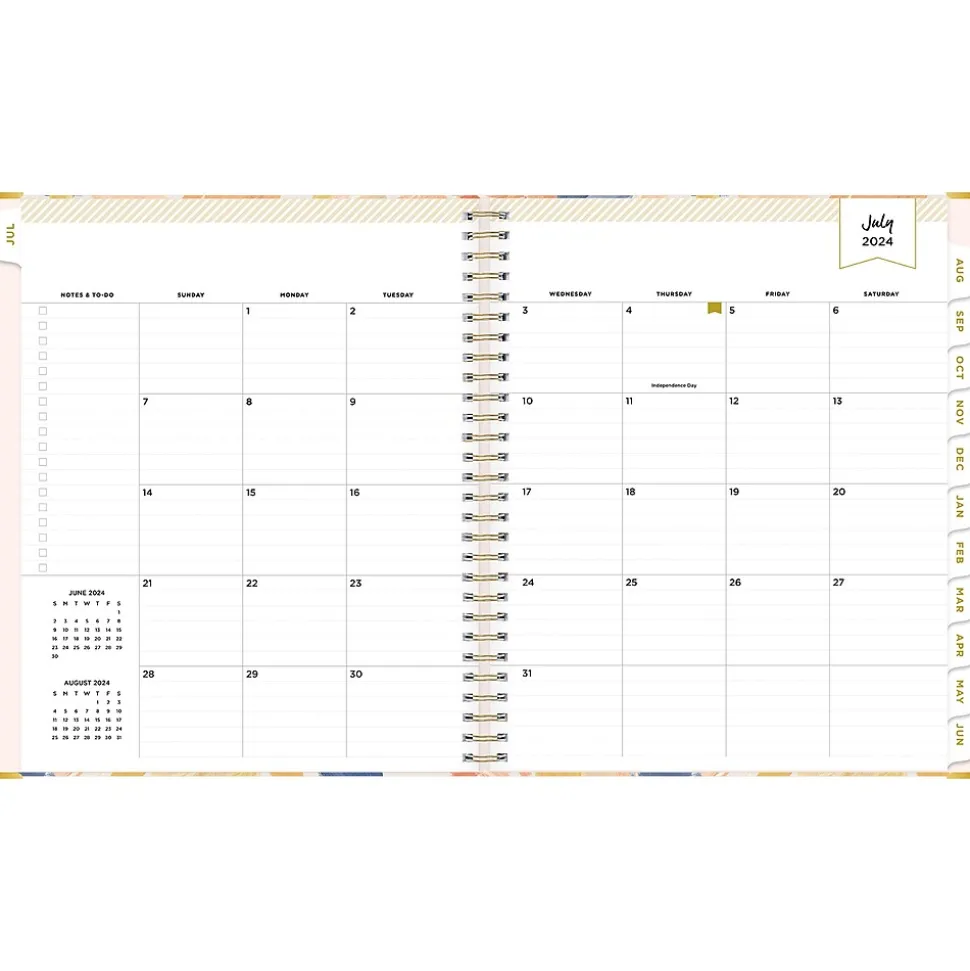 2024-2025 Blue Sky Day Designer In Bloom 8" x 10" Academic Weekly & Monthly Planner, Gray Board Cover, Multicolor (150135)