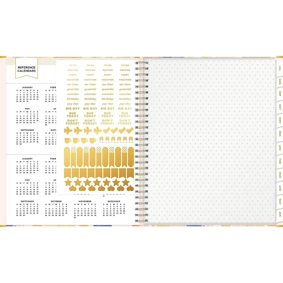 2024-2025 Blue Sky Day Designer In Bloom 8" x 10" Academic Weekly & Monthly Planner, Gray Board Cover, Multicolor (150135)