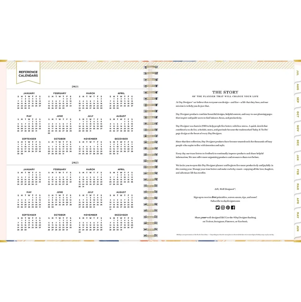2024-2025 Blue Sky Day Designer In Bloom 8" x 10" Academic Weekly & Monthly Planner, Gray Board Cover, Multicolor (150135)