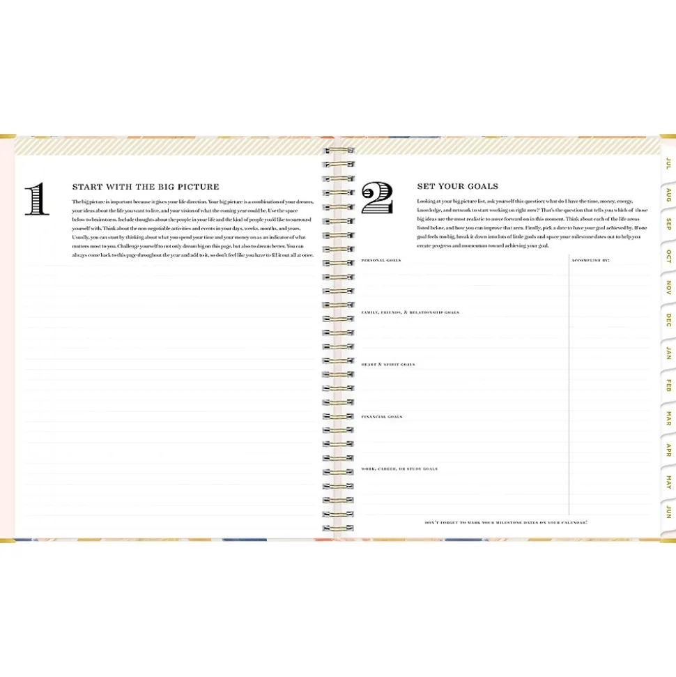 2024-2025 Blue Sky Day Designer In Bloom 8" x 10" Academic Weekly & Monthly Planner, Gray Board Cover, Multicolor (150135)