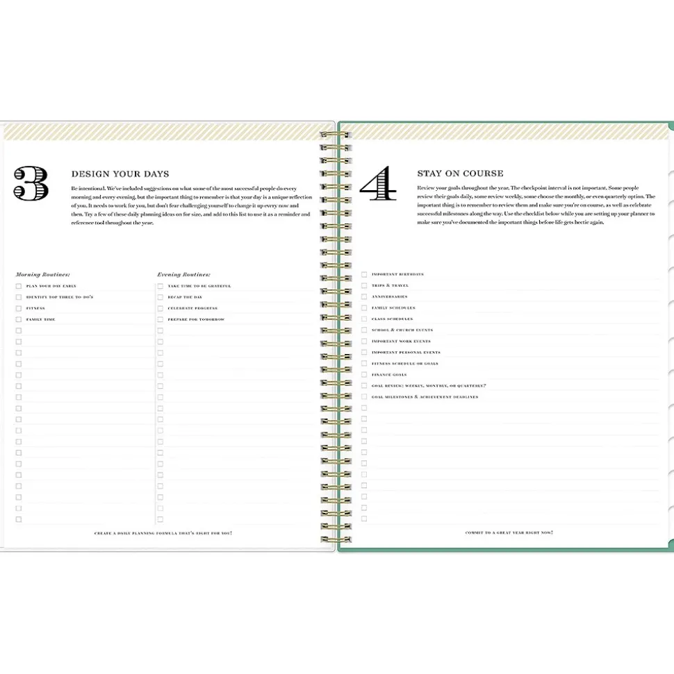 2024-2025 Blue Sky Day Designer Palms 8.5" x 11" Academic Weekly & Monthly Planner, Plastic Cover, White/Green (137891-A25)