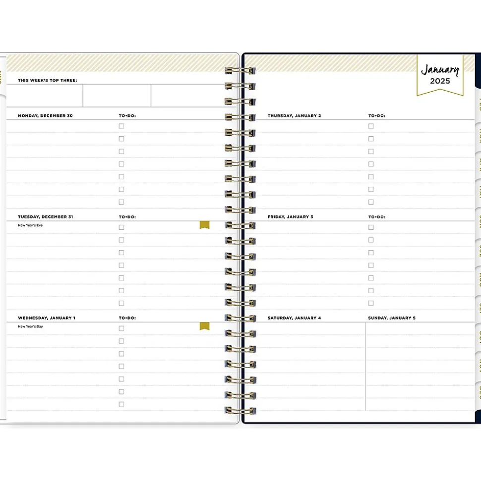 2025 Blue Sky Day Designer Peyton Navy 5" x 8" Weekly & Monthly Planner, Plastic Cover, Multicolor (103620-25)