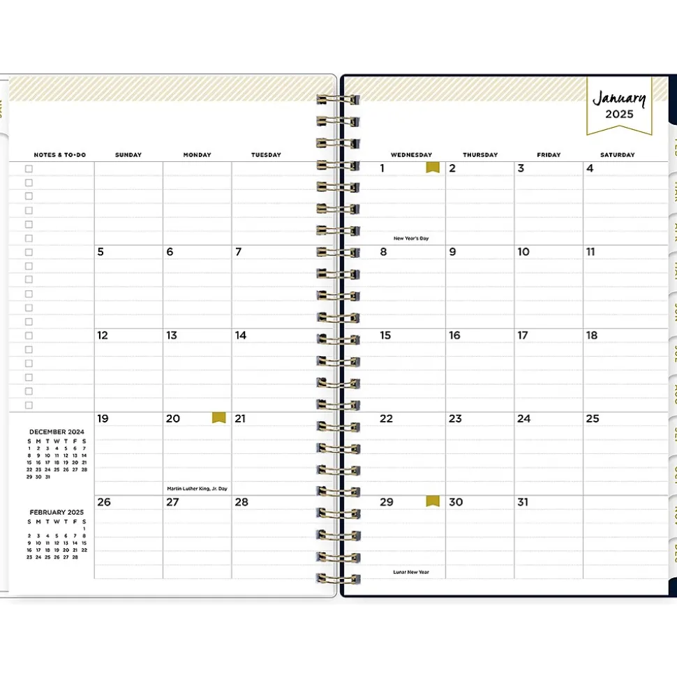 2025 Blue Sky Day Designer Peyton Navy 5" x 8" Weekly & Monthly Planner, Plastic Cover, Multicolor (103620-25)