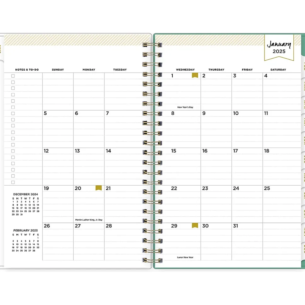 2025 Blue Sky Day Designer Peyton White 5" x 8" Weekly & Monthly Planner, Plastic Cover, Multicolor (103619-25)
