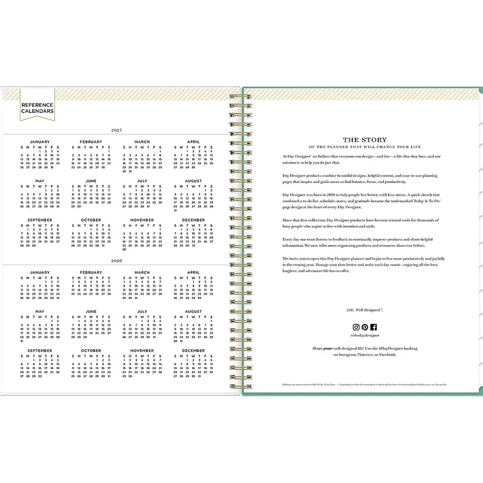2025 Blue Sky Day Designer Peyton White 8.5" x 11" Weekly & Monthly Planner, Plastic Cover, Multicolor (103618-25)