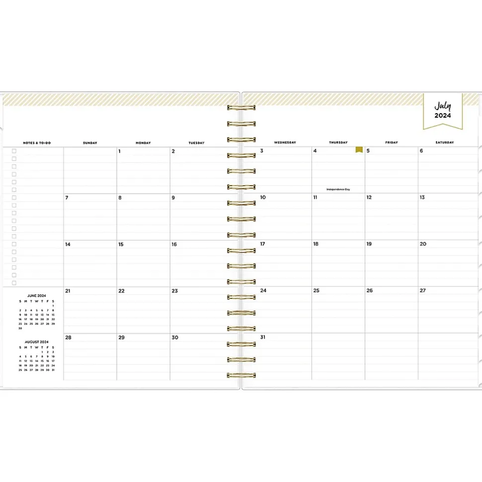 2024-2025 Blue Sky Day Designer Rugby Stripe 8" x 10" Academic Daily & Monthly Planner, Black/White (144875)