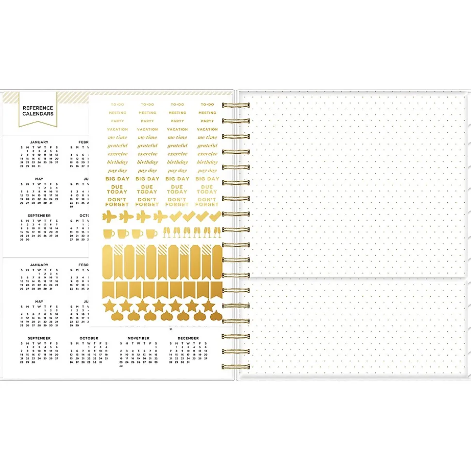 2024-2025 Blue Sky Day Designer Rugby Stripe 8" x 10" Academic Daily & Monthly Planner, Black/White (144875)