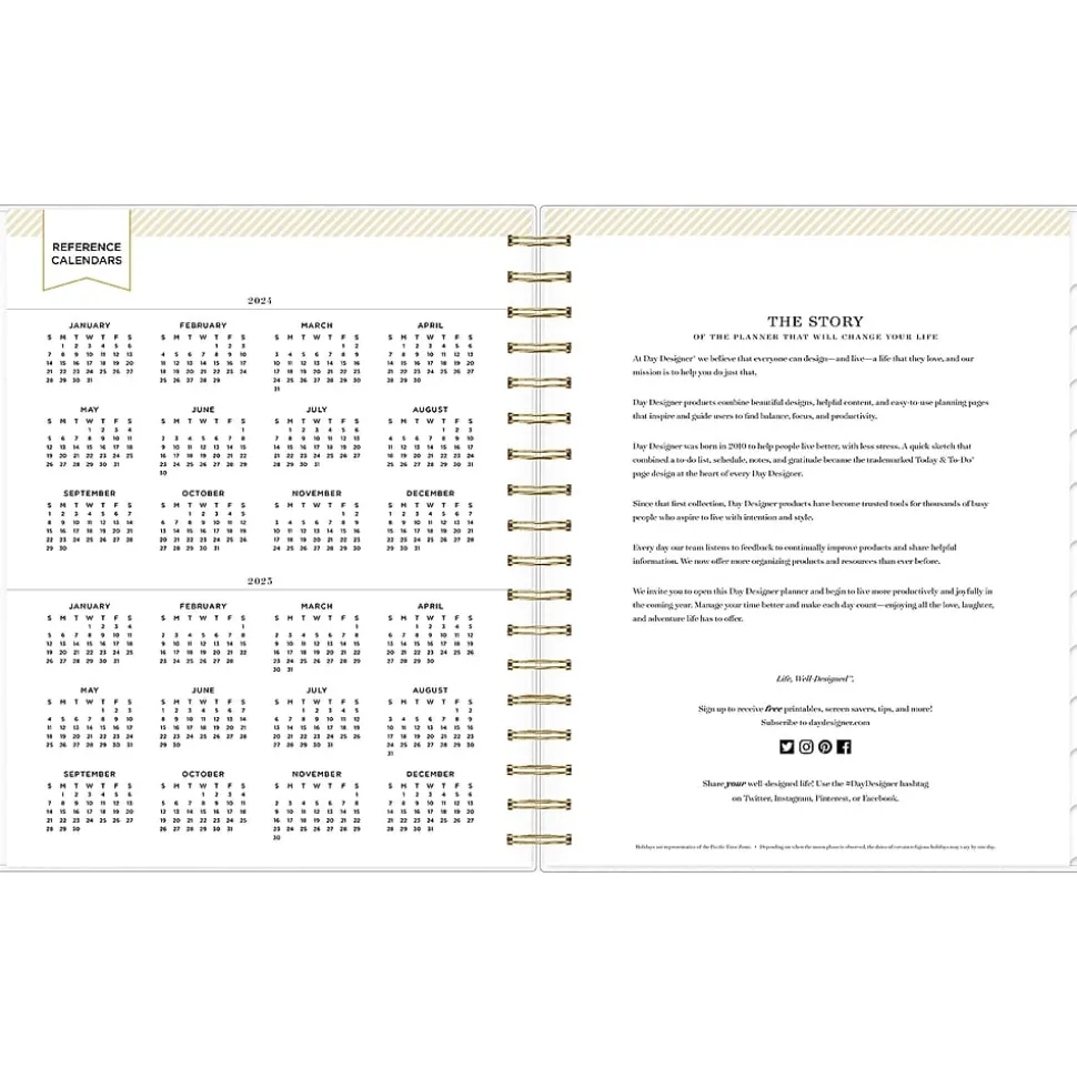 2024-2025 Blue Sky Day Designer Rugby Stripe 8" x 10" Academic Daily & Monthly Planner, Black/White (144875)