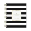 2024-2025 Blue Sky Day Designer Rugby Stripe 8" x 10" Academic Daily Planner, Plastic Cover, White/Black (137885-A25)