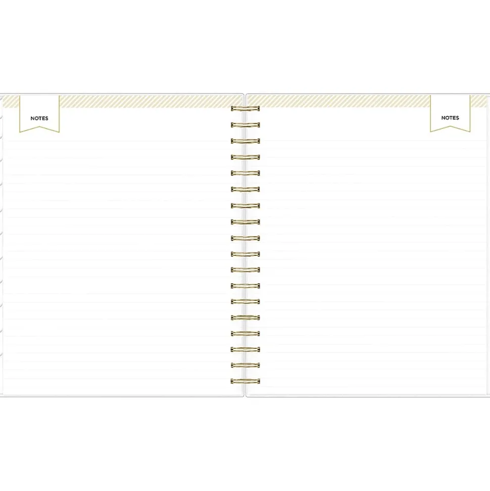 2024-2025 Blue Sky Day Designer Rugby Stripe 8" x 10" Academic Daily Planner, Plastic Cover, White/Black (137885-A25)
