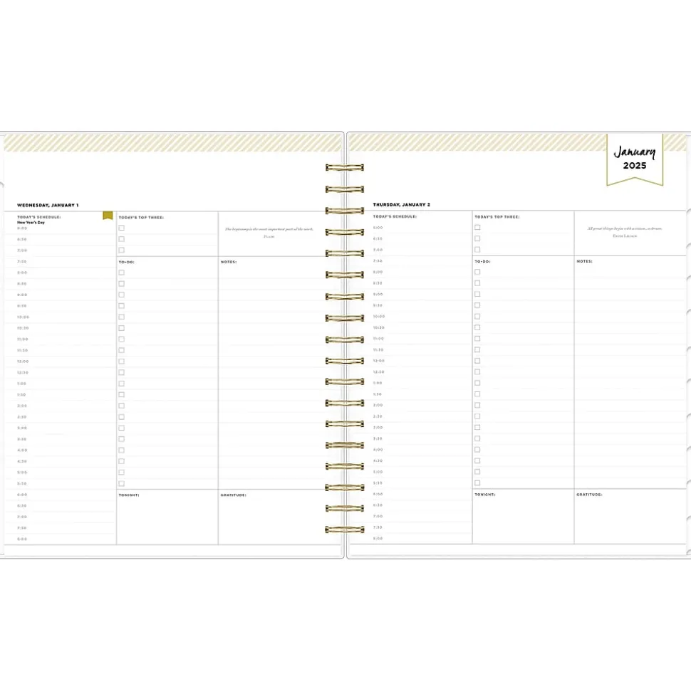 2025 Blue Sky Day Designer Rugby Stripe 8" x 10" Daily & Monthly Planner, Plastic Cover, Navy/White (142098-25)