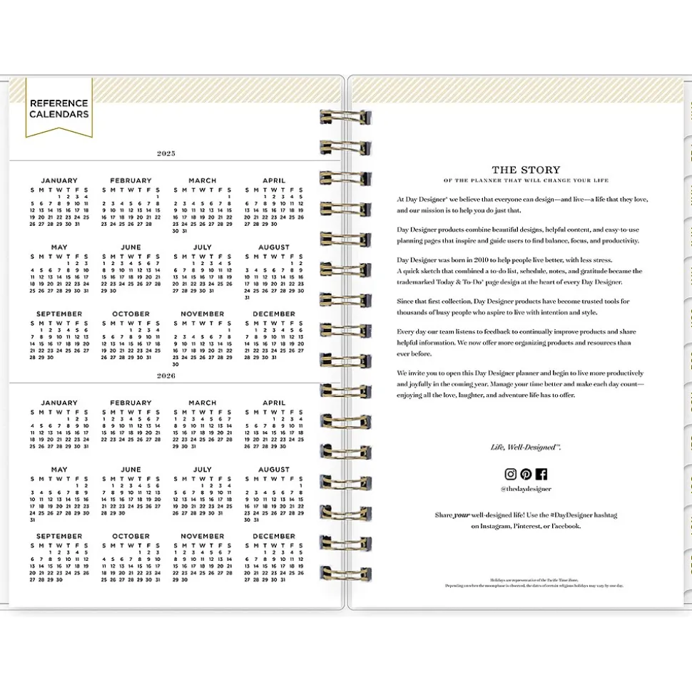 2025 Blue Sky Day Designer Rugby Stripe 5" x 8" Daily & Monthly Planner, Plastic Cover, Navy/White (103623-25)