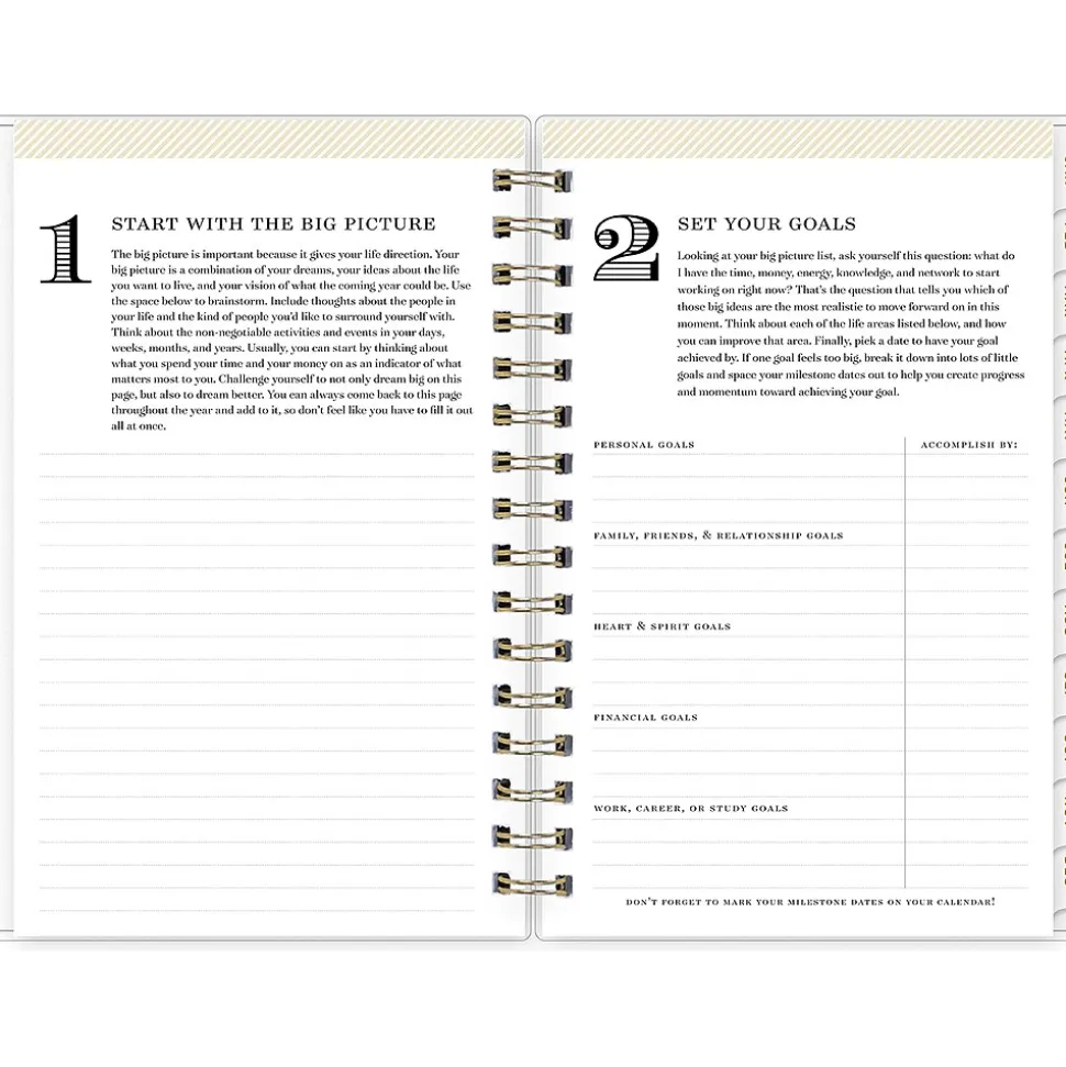 2025 Blue Sky Day Designer Rugby Stripe 5" x 8" Daily & Monthly Planner, Plastic Cover, Navy/White (103623-25)