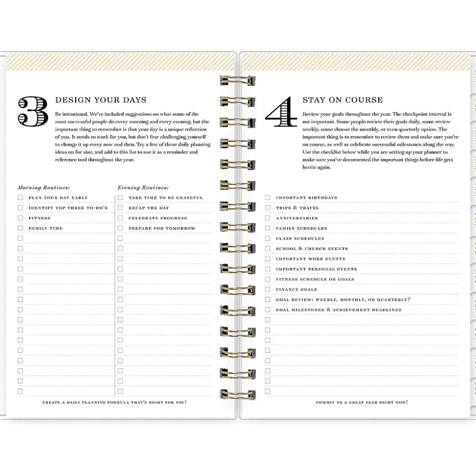 2025 Blue Sky Day Designer Rugby Stripe 5" x 8" Daily & Monthly Planner, Plastic Cover, Navy/White (103623-25)