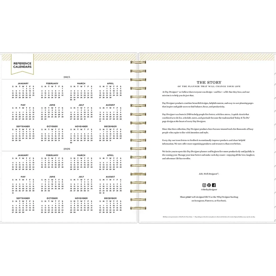 2025 Blue Sky Day Designer Rugby Stripe 8" x 10" Daily & Monthly Planner, Plastic Cover, Black/White (148120)