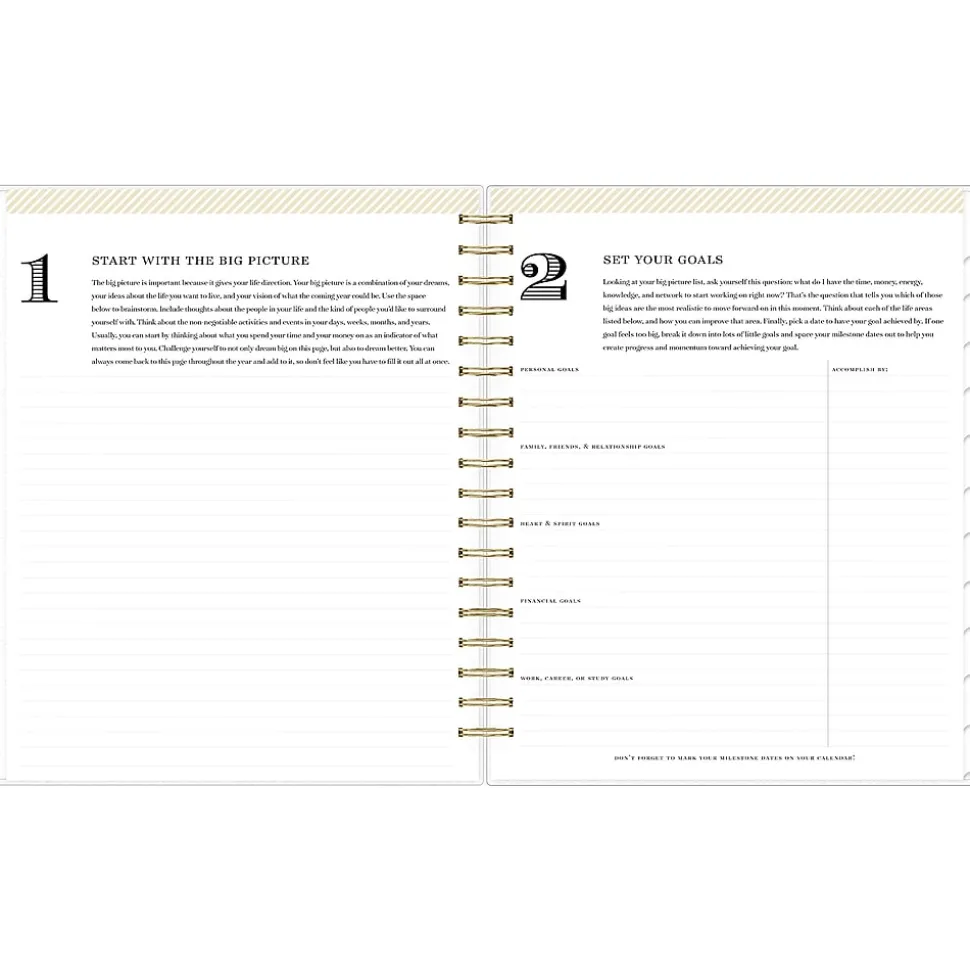 2025 Blue Sky Day Designer Rugby Stripe 8" x 10" Daily & Monthly Planner, Plastic Cover, Black/White (148120)