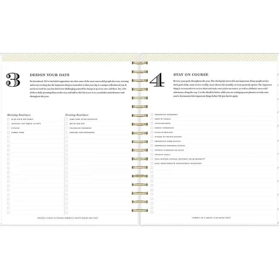 2025 Blue Sky Day Designer Rugby Stripe 8" x 10" Daily & Monthly Planner, Plastic Cover, Black/White (148120)