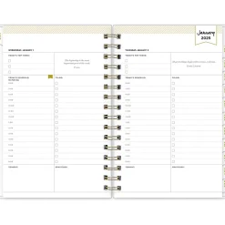 2025 Blue Sky Day Designer Rugby Stripe 5" x 8" Daily & Monthly Planner, Plastic Cover, Black/White (148121)