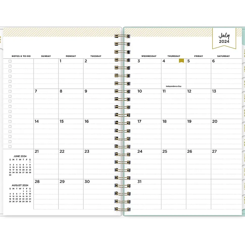 2024-2025 Blue Sky Day Designer Secret Garden Mint 5" x 8" Academic Weekly & Monthly Planner, Plastic Cover, Multicolor