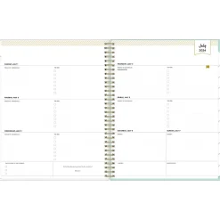2024-2025 Blue Sky Day Designer Secret Garden Mint 8.5" x 11" Academic Weekly & Monthly Planner, Plastic Cover, Multicolor