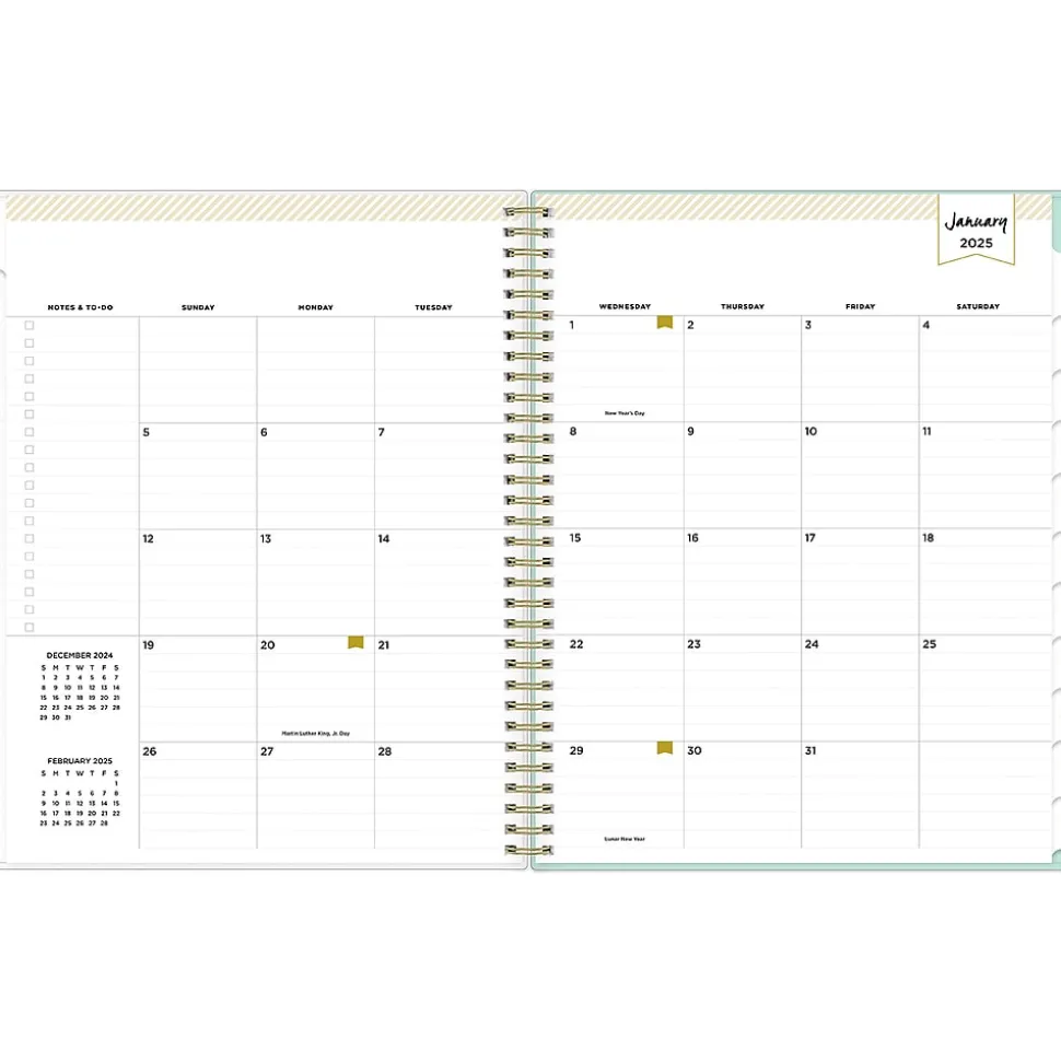 2025 Blue Sky Day Designer Secret Garden Mint Green 8.5" x 11" Weekly & Monthly Planner, Plastic Cover, Multicolor