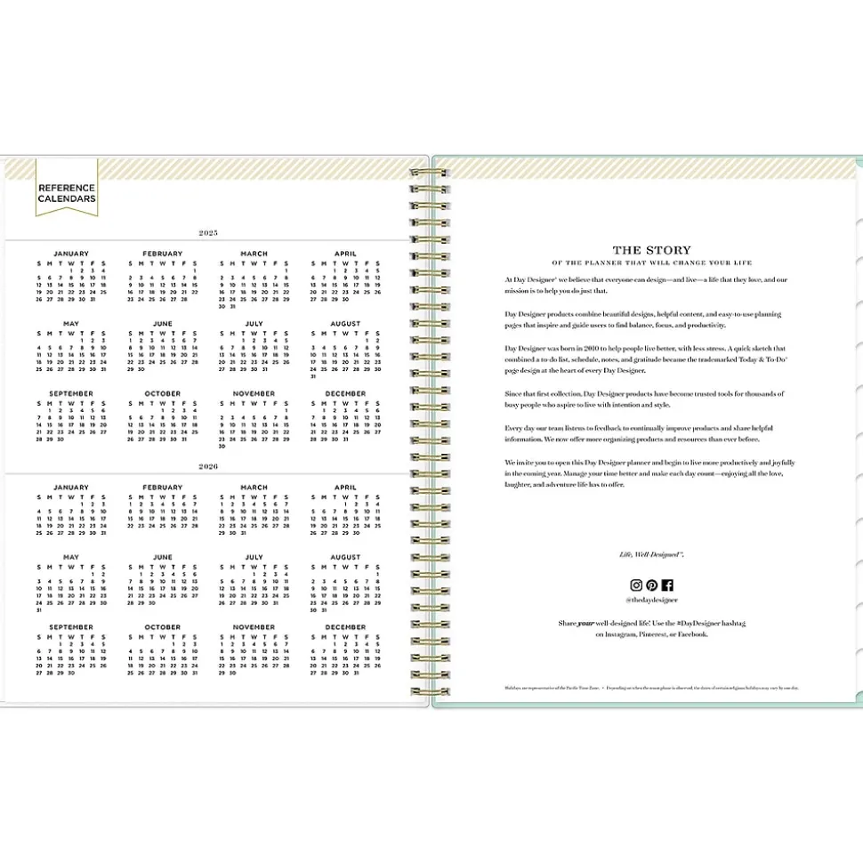2025 Blue Sky Day Designer Secret Garden Mint Green 8.5" x 11" Weekly & Monthly Planner, Plastic Cover, Multicolor