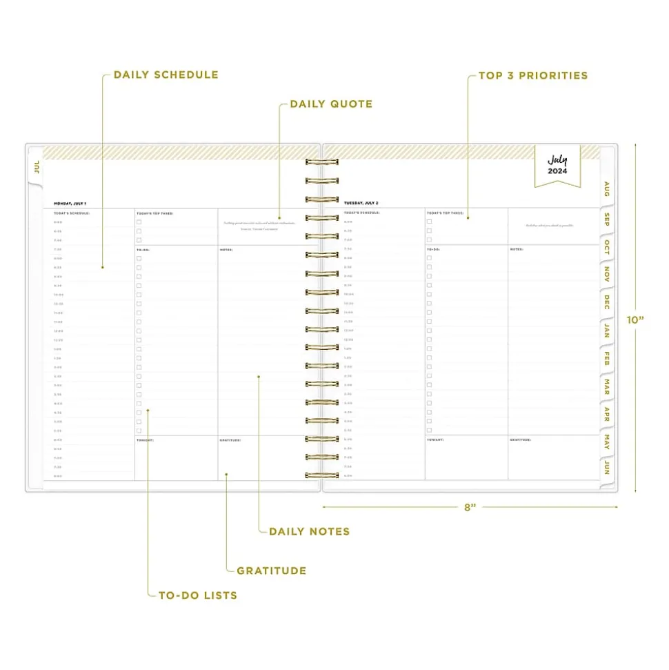 2024-2025 Blue Sky Day Designer Somerset Black 8" x 10" Academic Daily & Monthly Planner, Plastic Cover, Multicolor (144857)