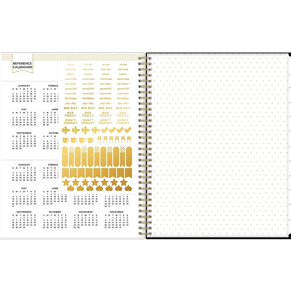 2025 Blue Sky Day Designer Swiss Dot 8.5" x 11" Weekly Planner, Plastic Cover, Black/Gold (148134)