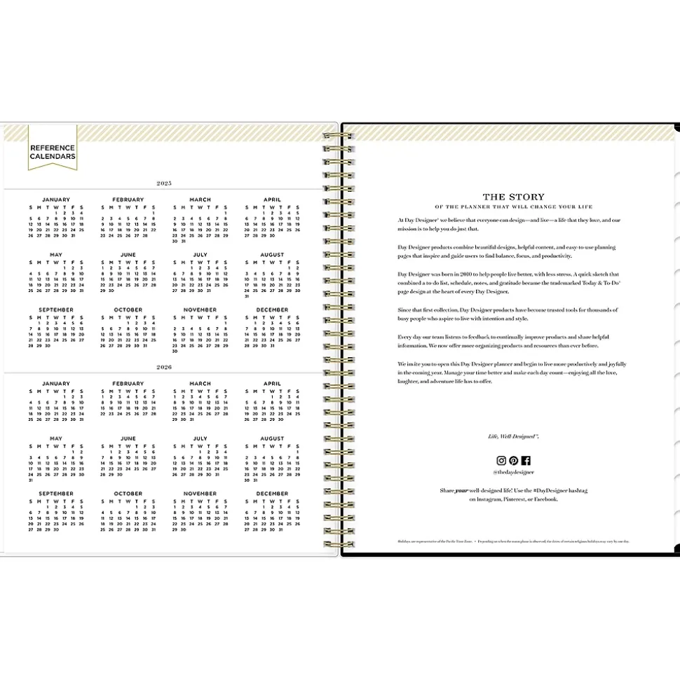 2025 Blue Sky Day Designer Swiss Dot 8.5" x 11" Weekly Planner, Plastic Cover, Black/Gold (148134)