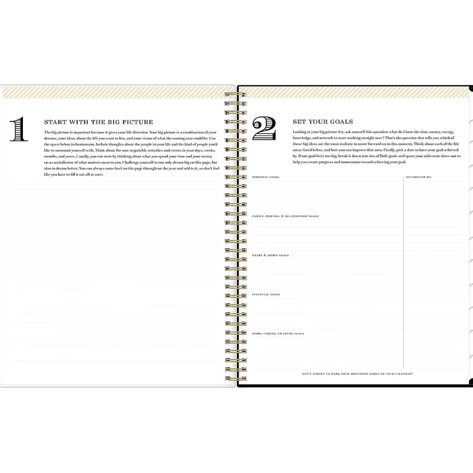 2025 Blue Sky Day Designer Swiss Dot 8.5" x 11" Weekly Planner, Plastic Cover, Black/Gold (148134)